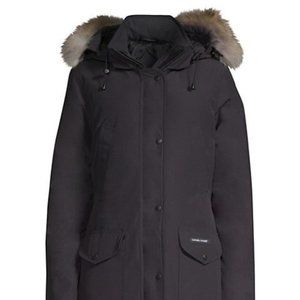 Brand New Saks Fifth Avenue Trillium Coyote Fur-Trim Down Parka X-Small Black